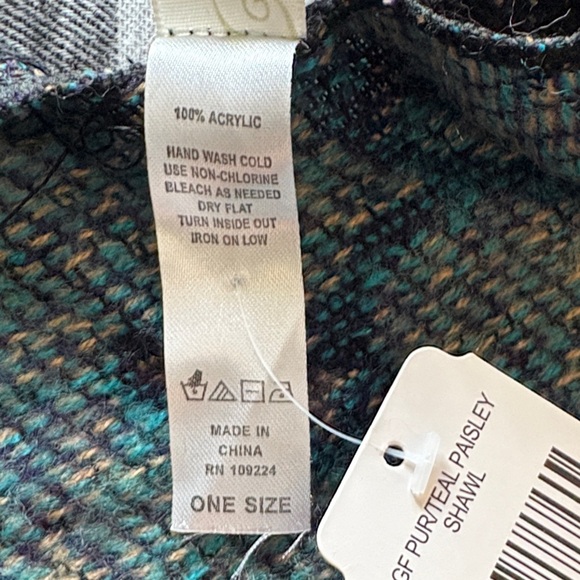 Elegant Black and Teal Paisley Shawl - Picture 5 of 6